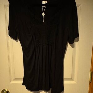 Chic Black Short Sleeve Women's Top